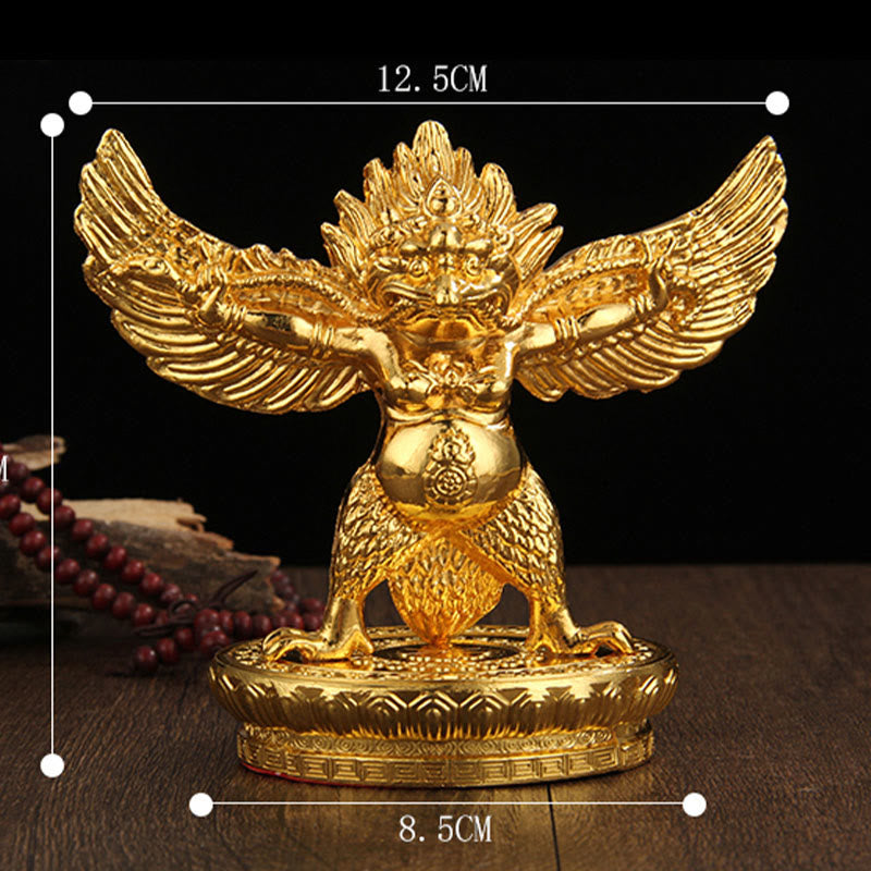 Gold Garuda Bird Zinc Alloy Protection Spiritual Statue 12.5cm