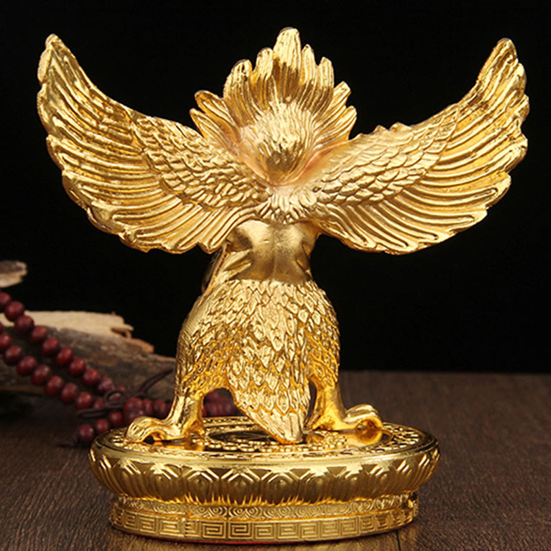 Gold Garuda Bird Zinc Alloy Protection Spiritual Statue 12.5cm