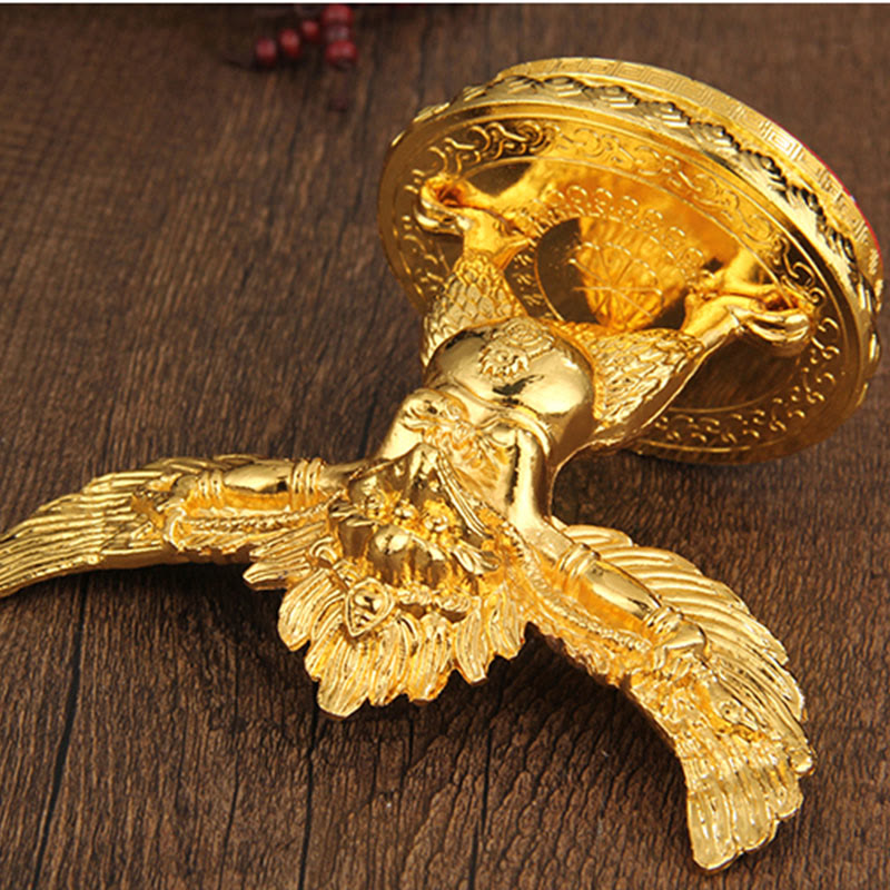 Gold Garuda Bird Zinc Alloy Protection Spiritual Statue 12.5cm