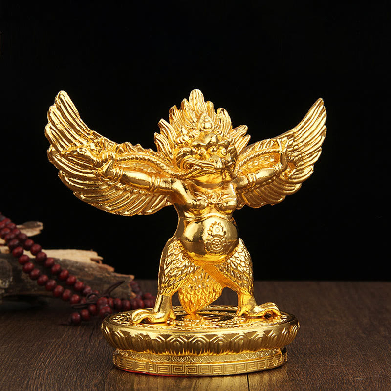Gold Garuda Bird Zinc Alloy Protection Spiritual Statue 12.5cm