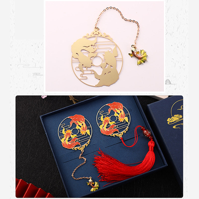 Gold Koi Fish Brass Bookmark for Spiritual Protection
