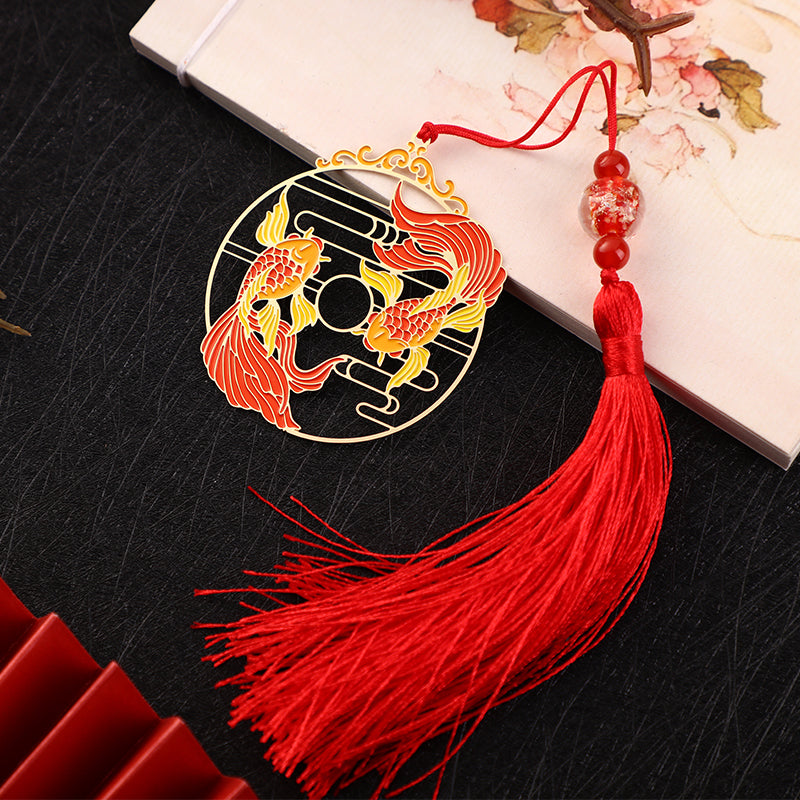 Gold Koi Fish Brass Bookmark for Spiritual Protection