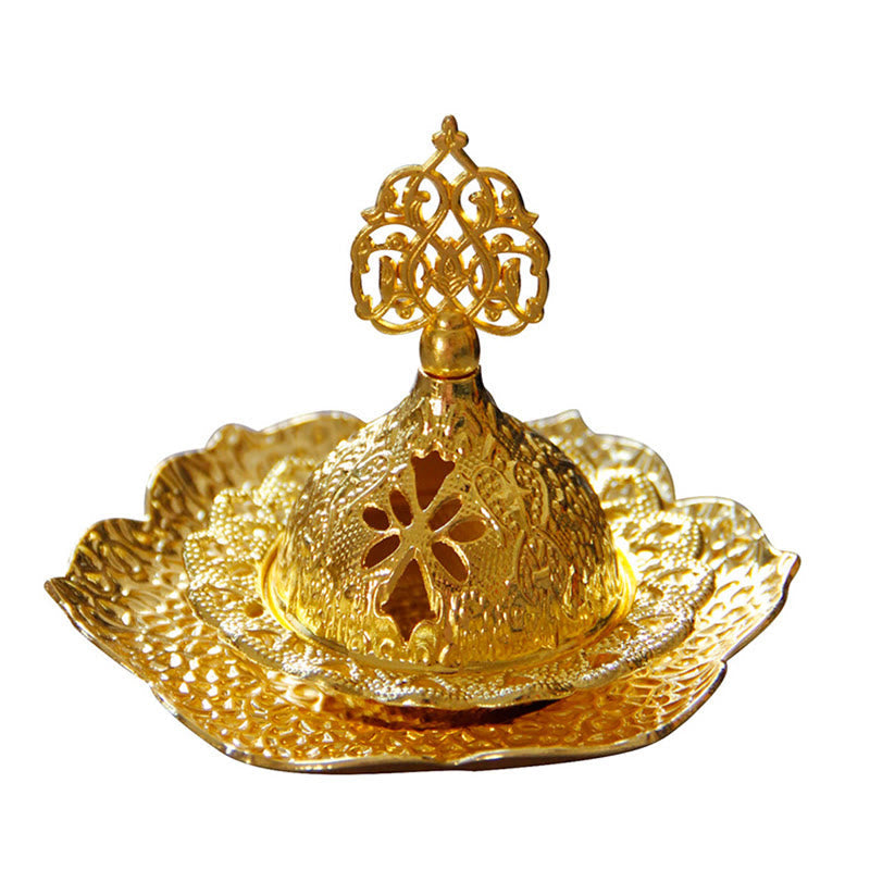 Gold Leaf Mini Incense Burner | Spiritual Alloy Coaster