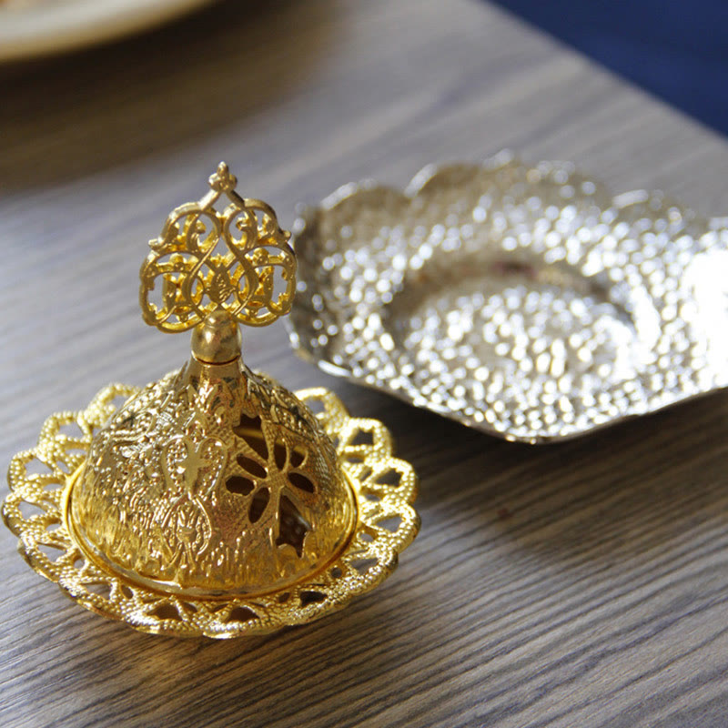 Gold Leaf Mini Incense Burner | Spiritual Alloy Coaster