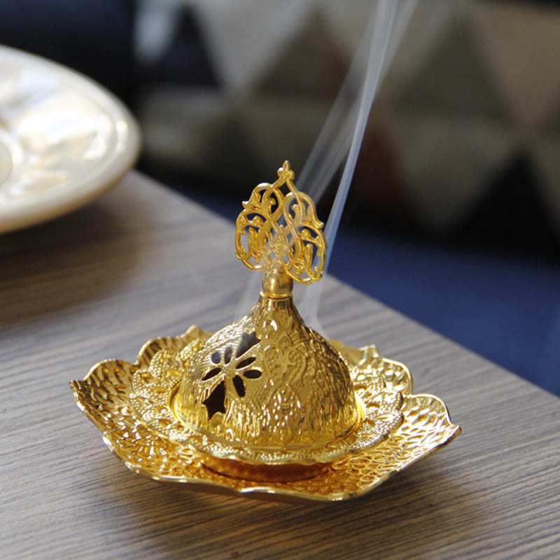 Gold Leaf Mini Incense Burner | Spiritual Alloy Coaster