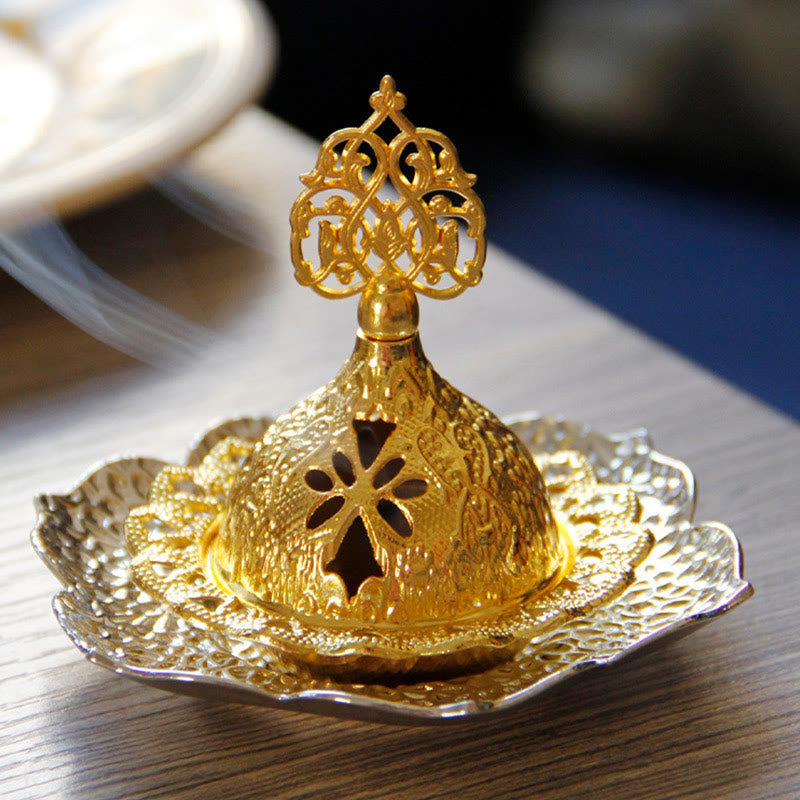 Gold Leaf Mini Incense Burner | Spiritual Alloy Coaster