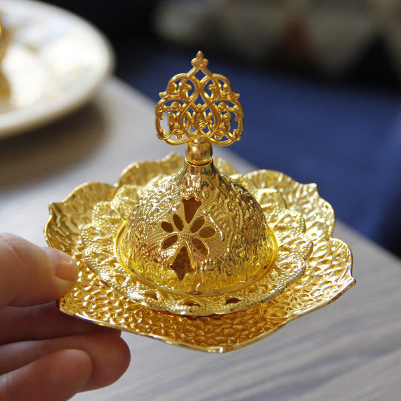 Gold Leaf Mini Incense Burner | Spiritual Alloy Coaster