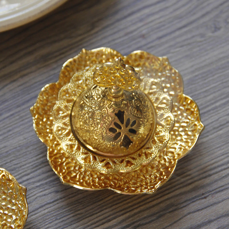 Gold Leaf Mini Incense Burner | Spiritual Alloy Coaster