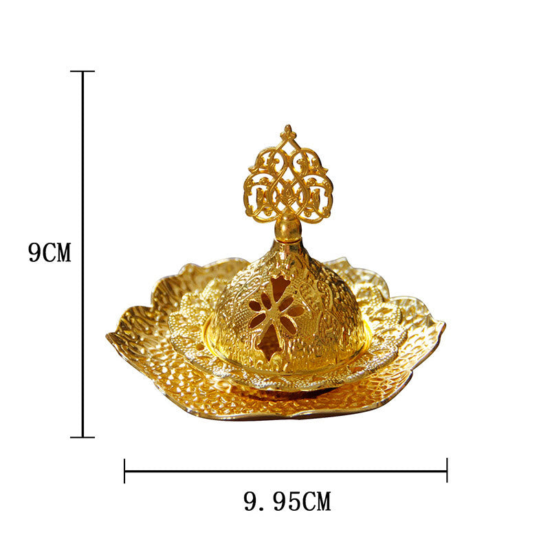 Gold Leaf Mini Incense Burner | Spiritual Alloy Coaster