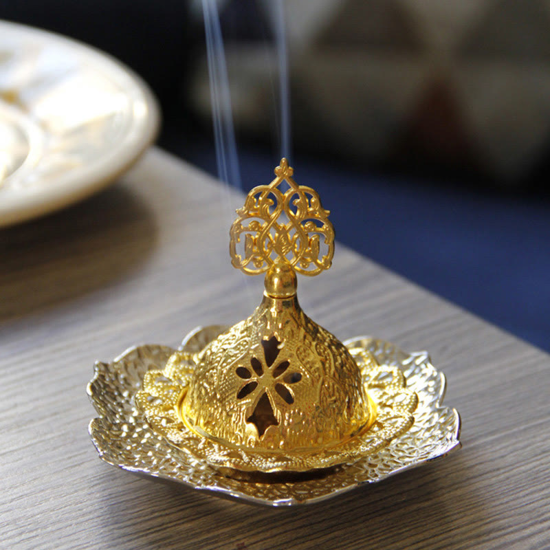 Gold Leaf Mini Incense Burner | Spiritual Alloy Coaster