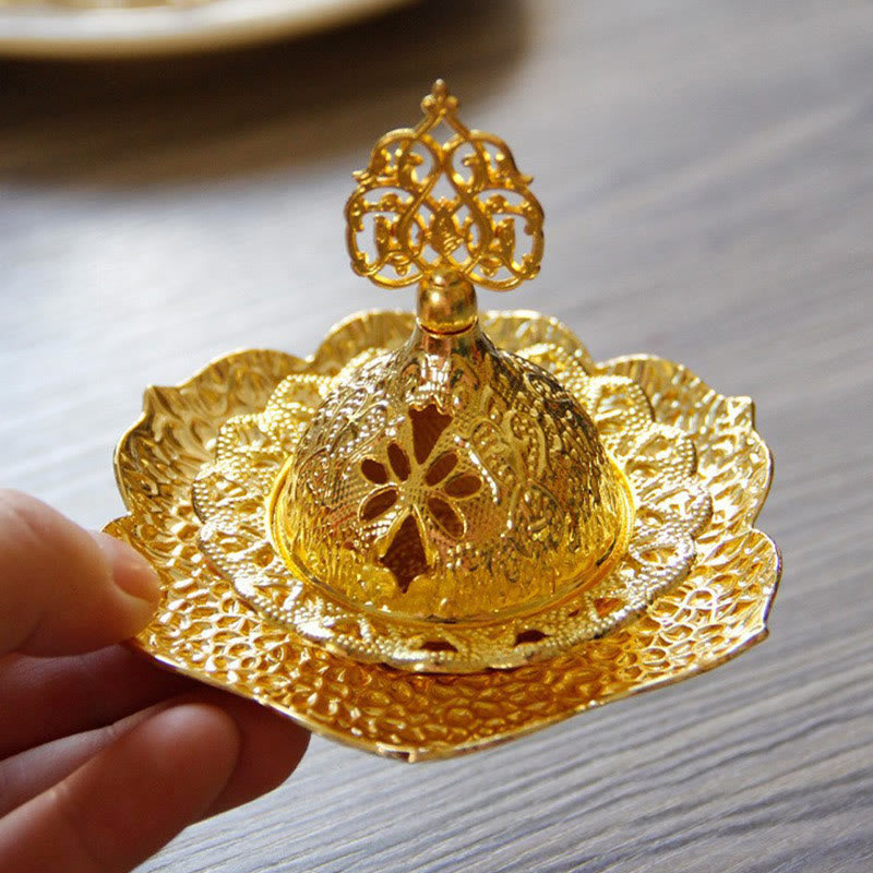 Gold Leaf Mini Incense Burner | Spiritual Alloy Coaster