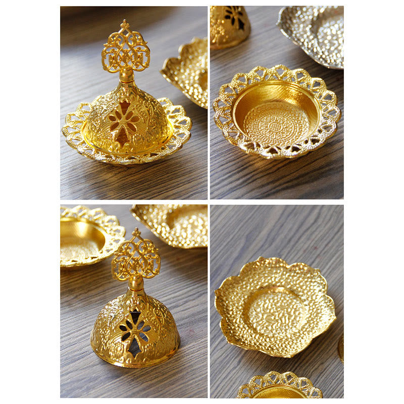 Gold Leaf Mini Incense Burner | Spiritual Alloy Coaster