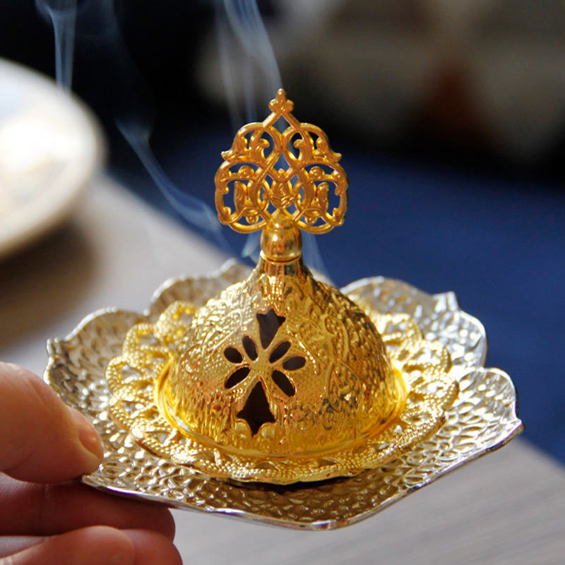 Gold Leaf Mini Incense Burner | Spiritual Alloy Coaster