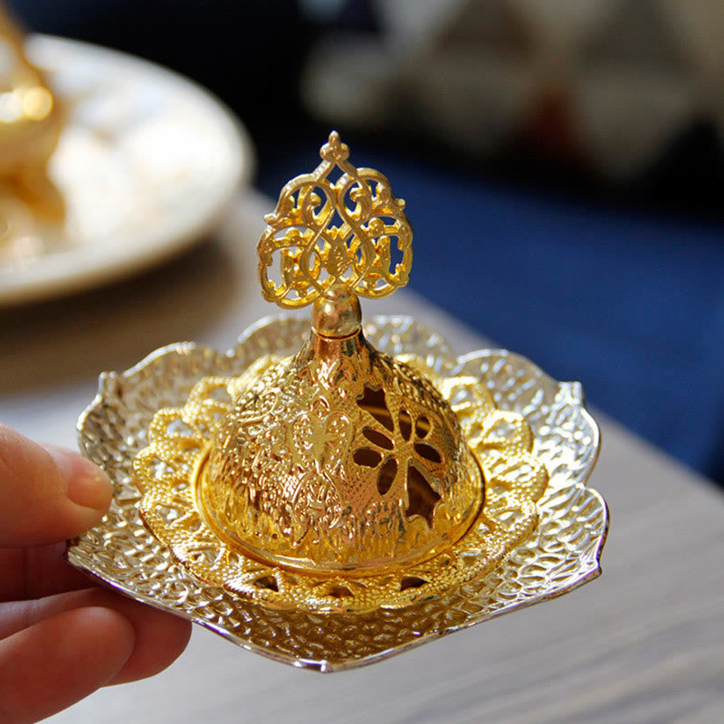 Gold Leaf Mini Incense Burner | Spiritual Alloy Coaster