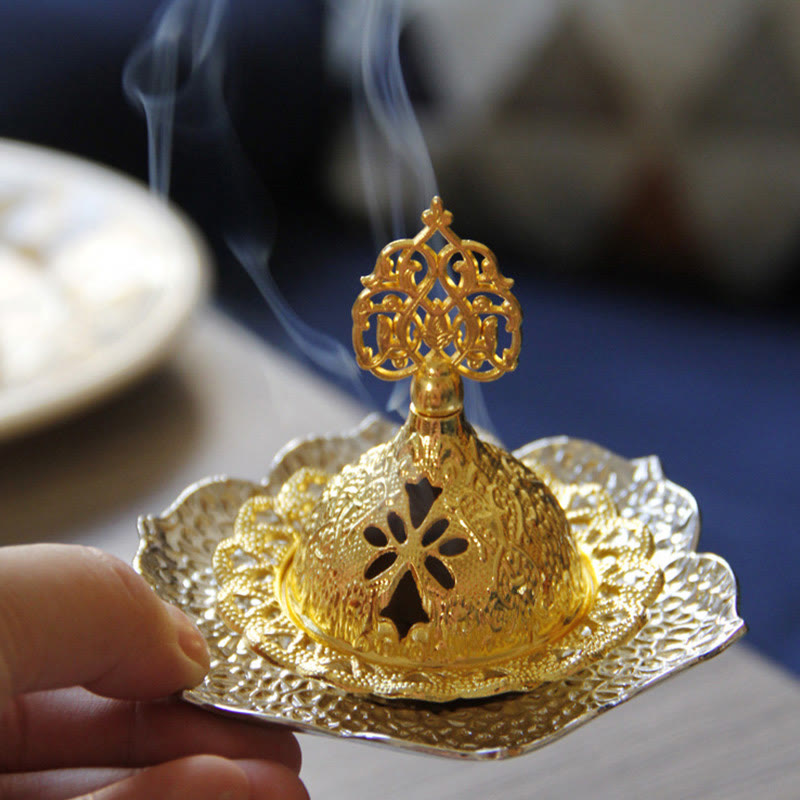 Gold Leaf Mini Incense Burner | Spiritual Alloy Coaster