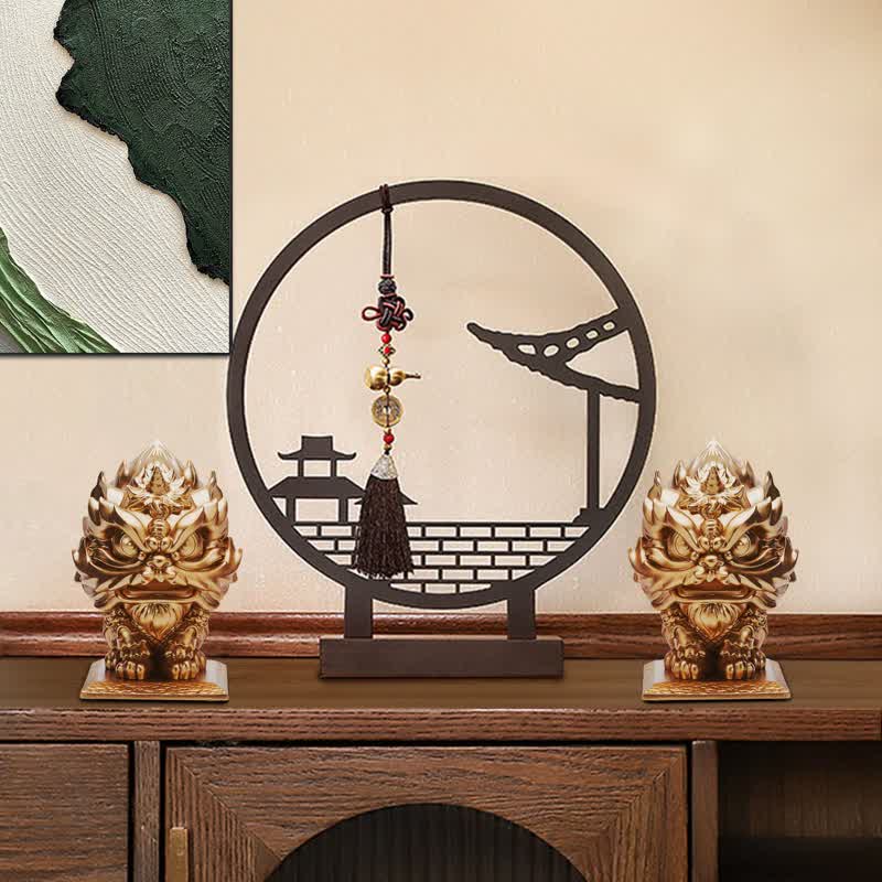 Gold Lion Statue Spiritual Strength Resin Sculpture