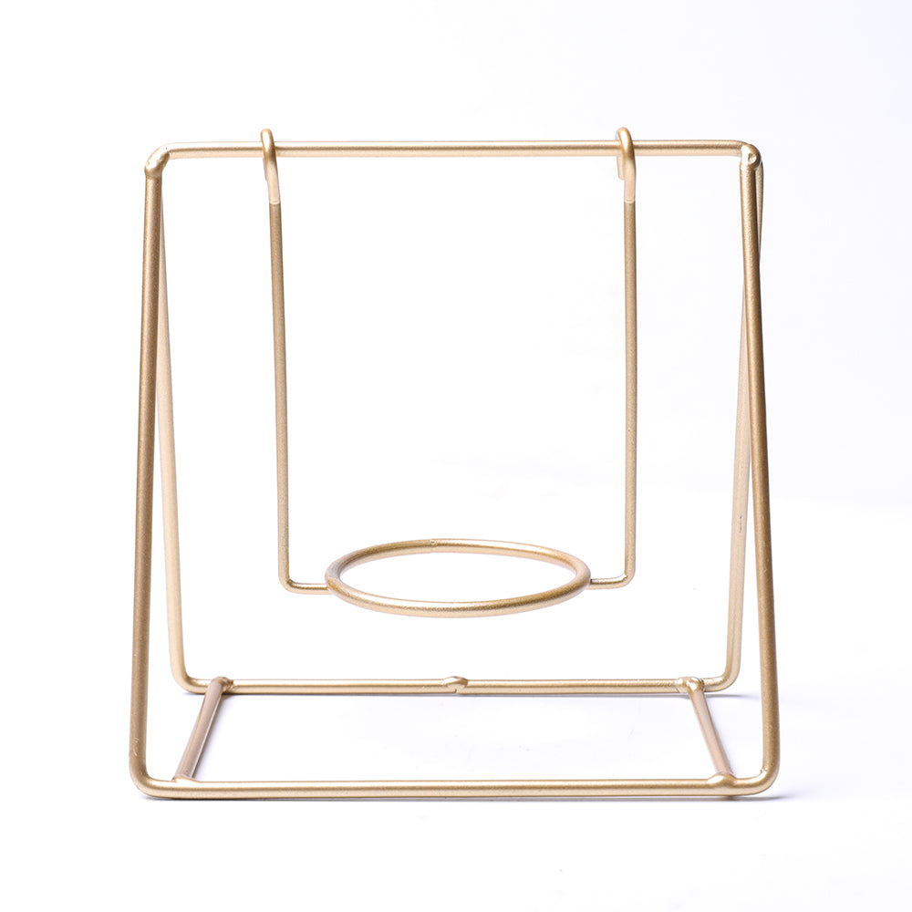 Gold Metal Swing Design Stand Holder with Jade Sphere