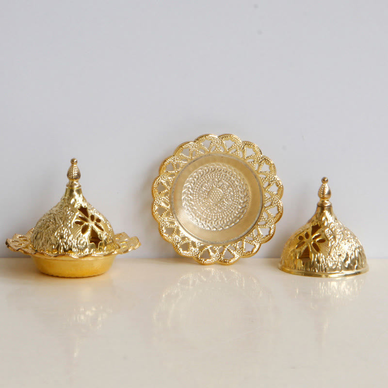 Gold Mini Tibetan Incense Burner for Meditation and Serenity