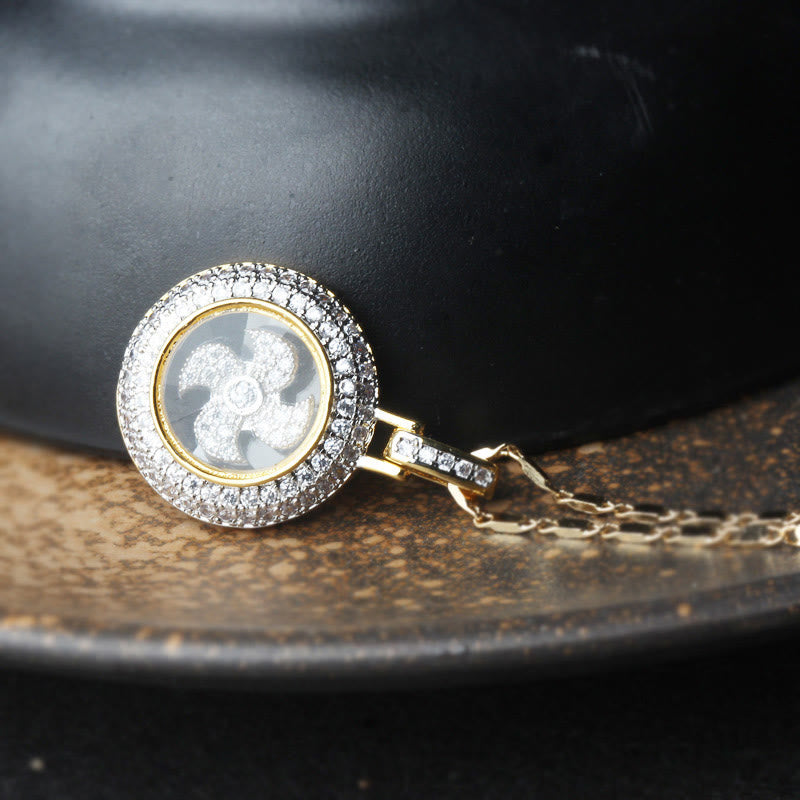 Gold Plated Copper Fu Windmill Spiritual Necklace Balance Pendant