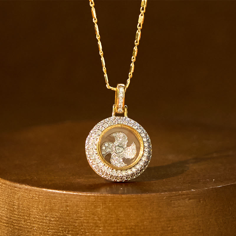 Gold Plated Copper Fu Windmill Spiritual Necklace Balance Pendant