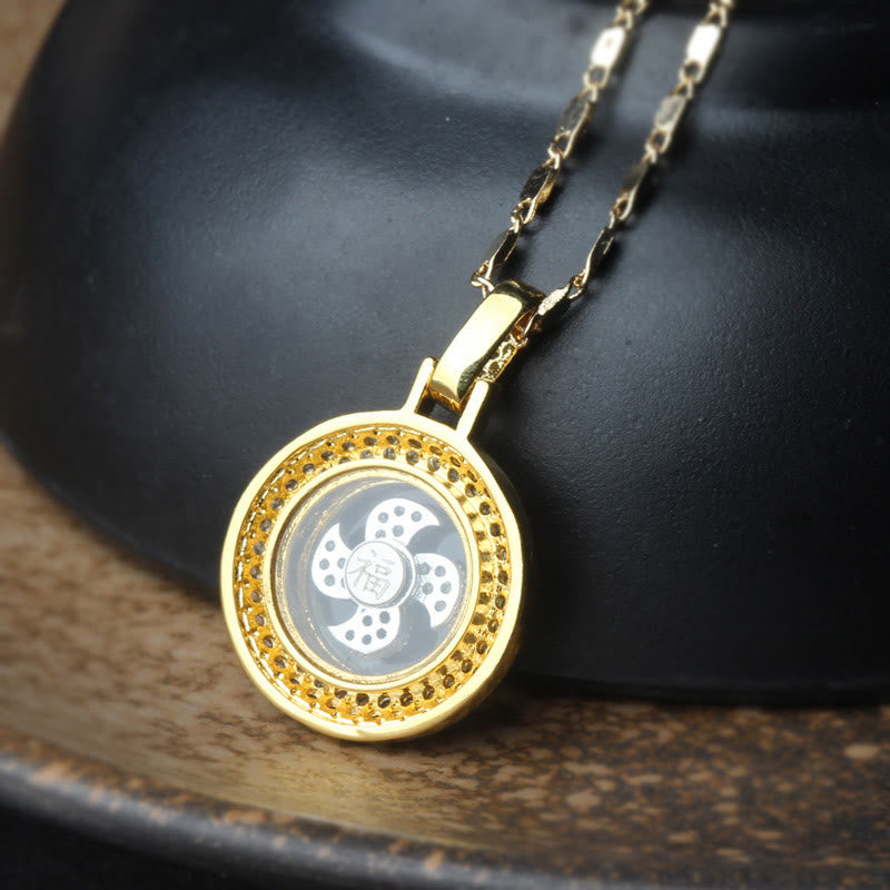 Gold Plated Copper Fu Windmill Spiritual Necklace Balance Pendant