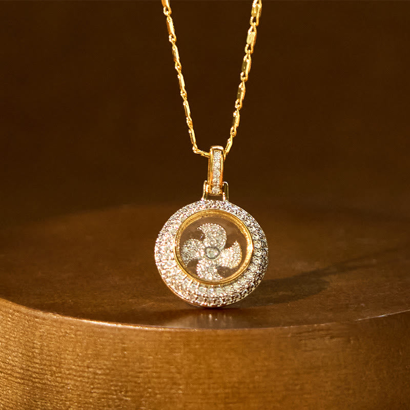 Gold Plated Copper Fu Windmill Spiritual Necklace Balance Pendant