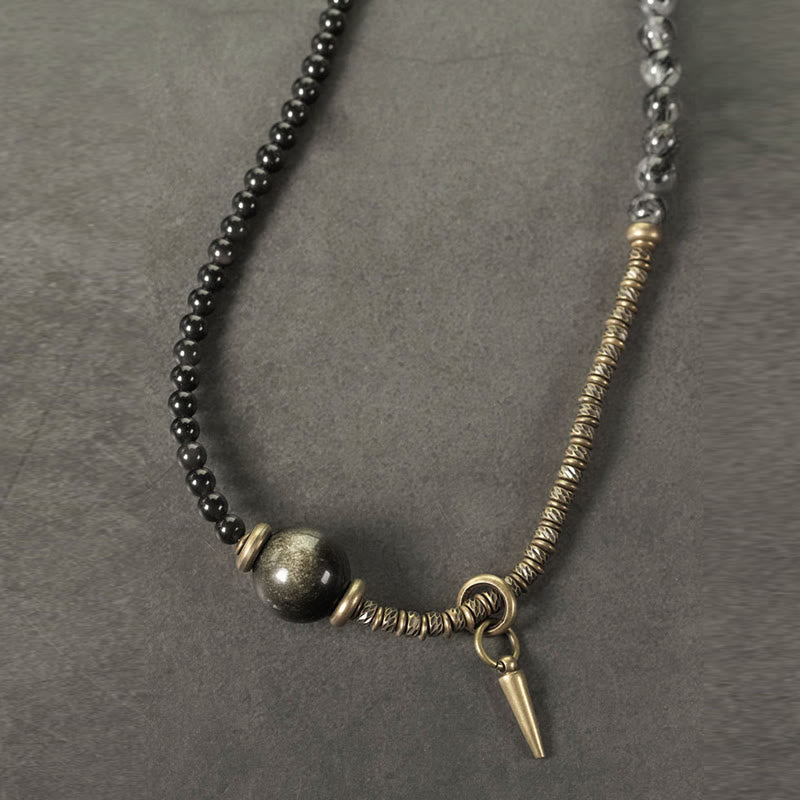 Gold Sheen Obsidian Double Wrap Protection Bracelet