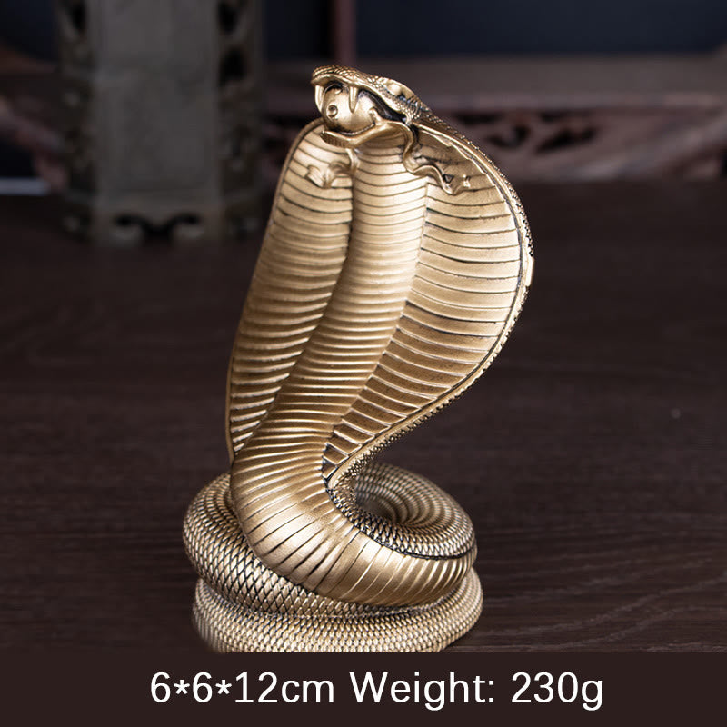 Golden Bronze Cobra Resin Statue | Year of the Snake Decor