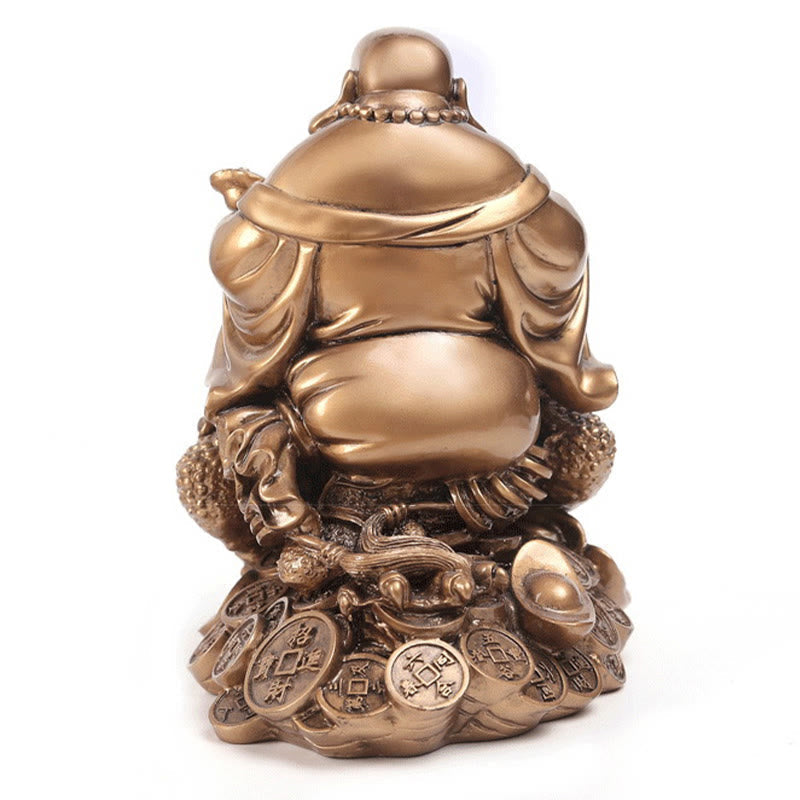 Golden Buddha Medium 8in Feng Shui Wealth Statue