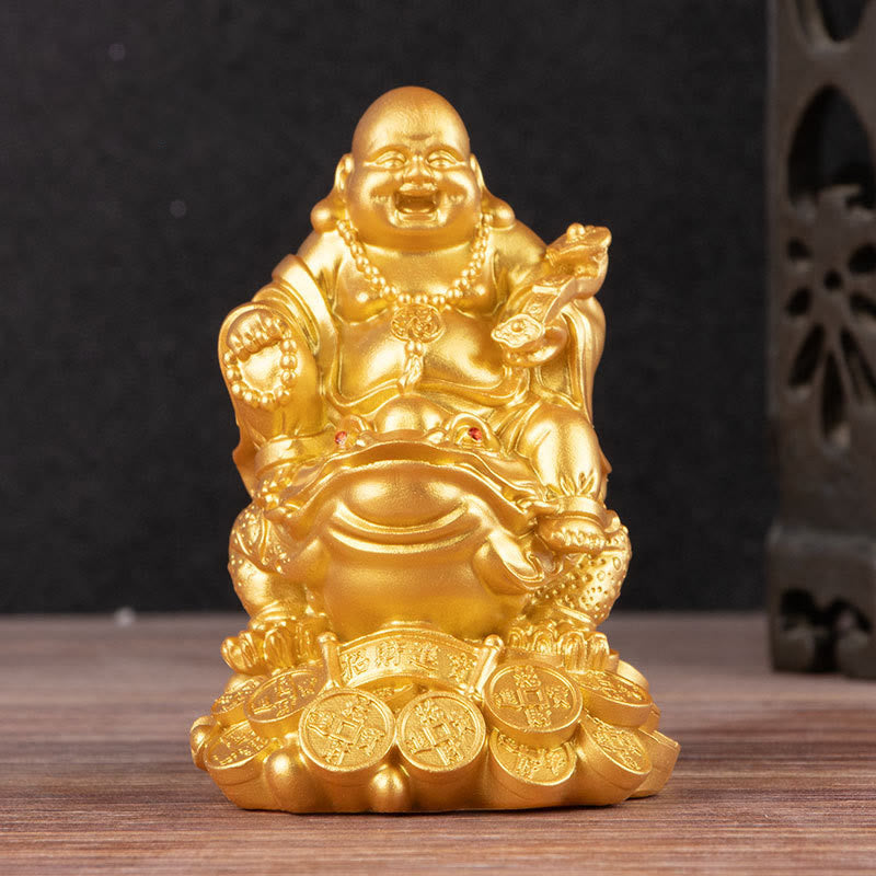 Golden Buddha Medium 8in Feng Shui Wealth Statue