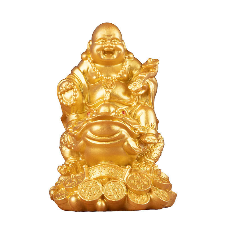 Golden Buddha Medium 8in Feng Shui Wealth Statue