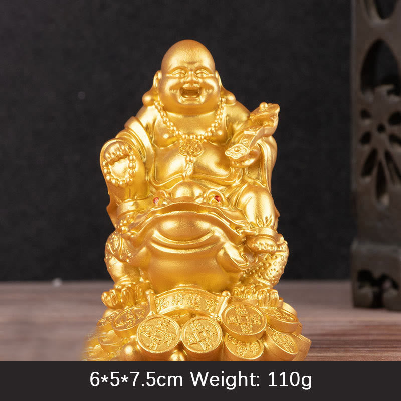 Golden Buddha Medium 8in Feng Shui Wealth Statue