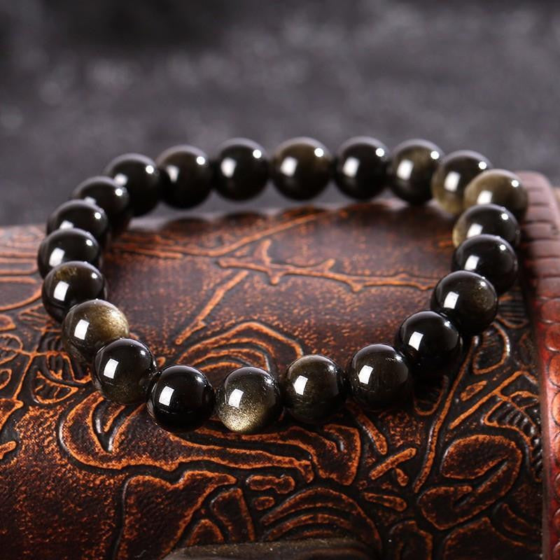 Golden Obsidian Bracelet - Natural Gemstone Accessory