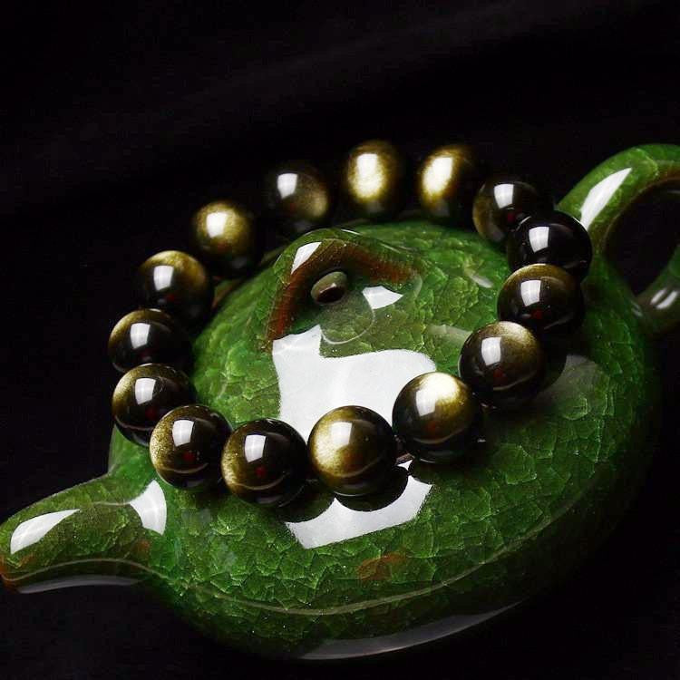 Golden Obsidian Bracelet - Natural Gemstone Accessory