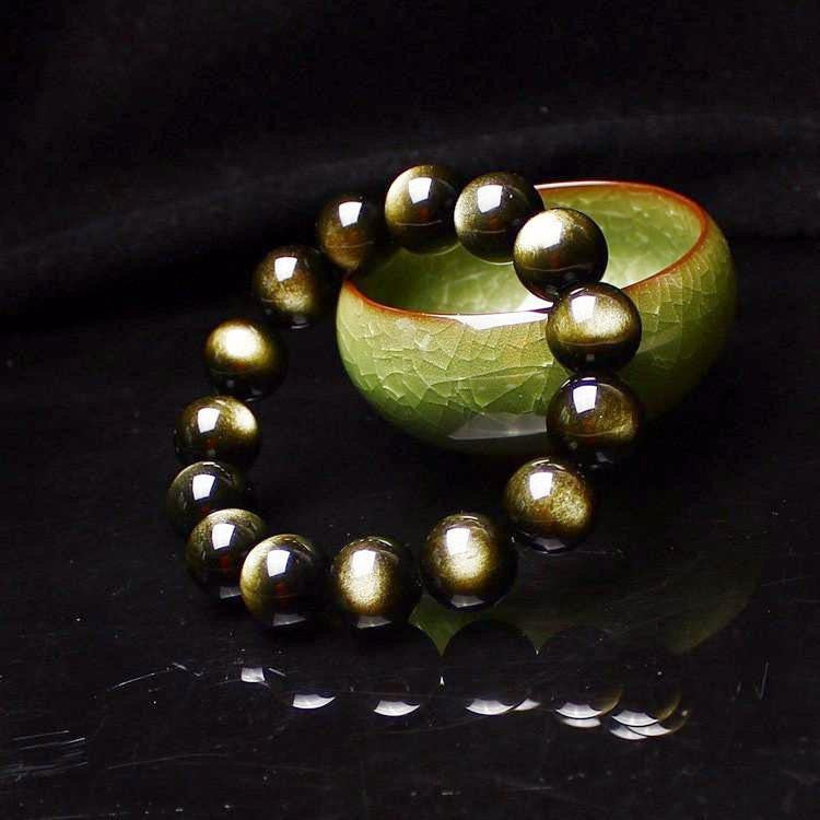 Golden Obsidian Bracelet - Natural Gemstone Accessory