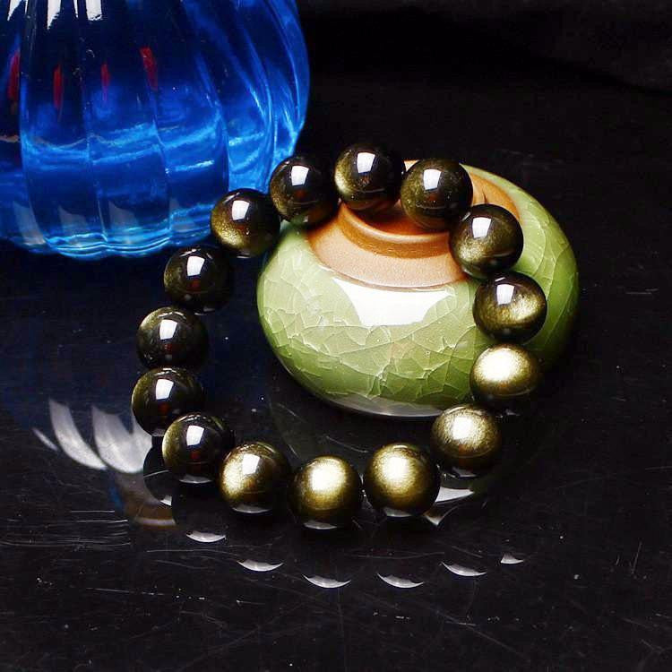 Golden Obsidian Bracelet - Natural Gemstone Accessory