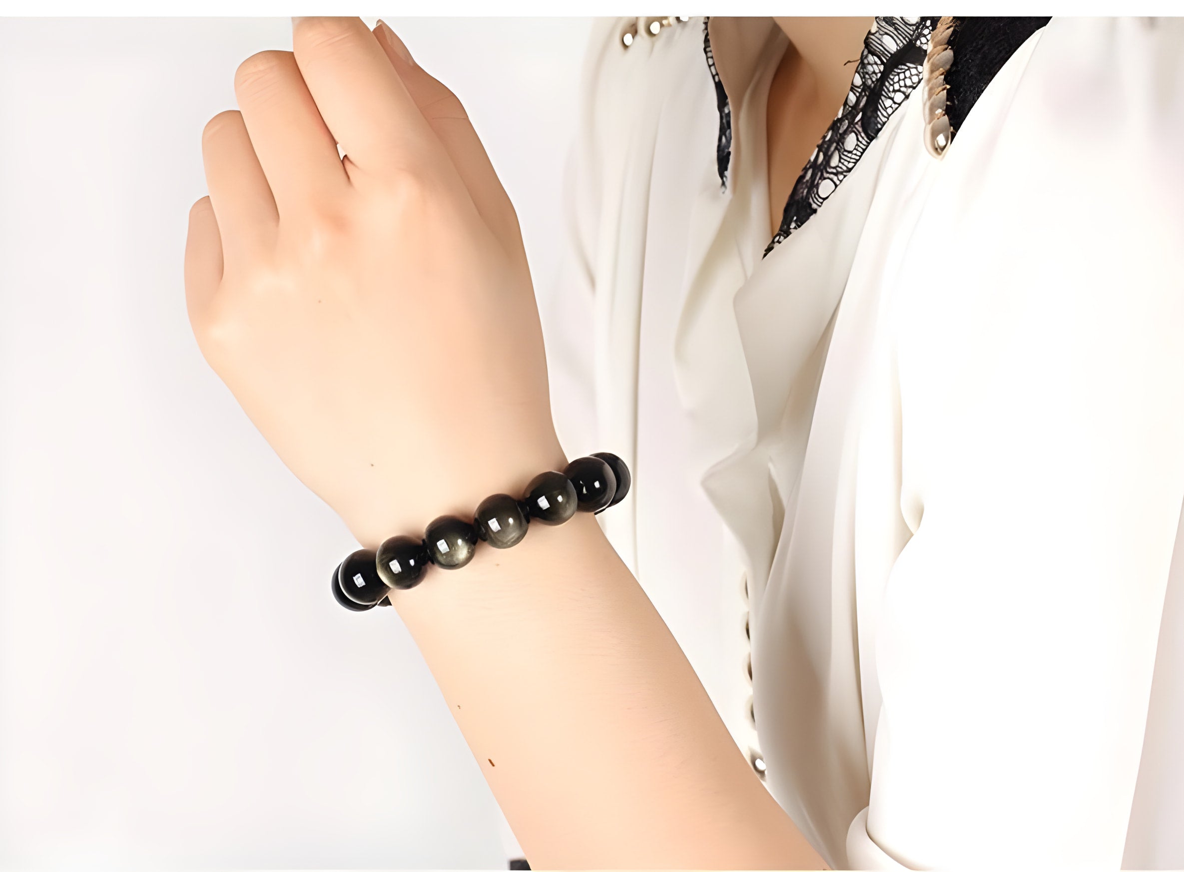 Golden Obsidian Bracelet - Natural Gemstone Accessory
