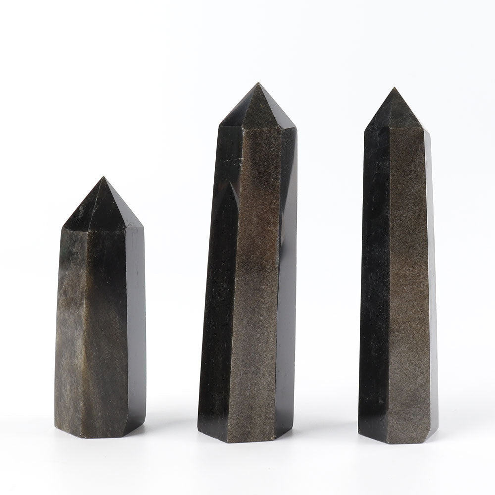Golden Obsidian Crystal Tower 3.5-5 Inch Healing Obelisk