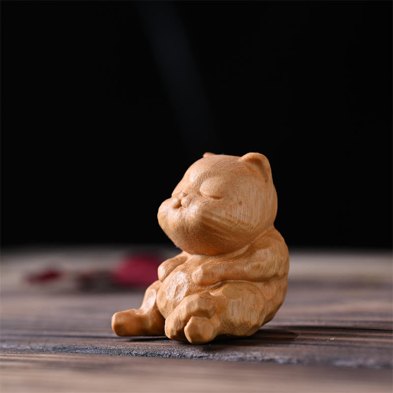 Golden Sandalwood Mini Sitting Cat Zen Decoration 5.3cm