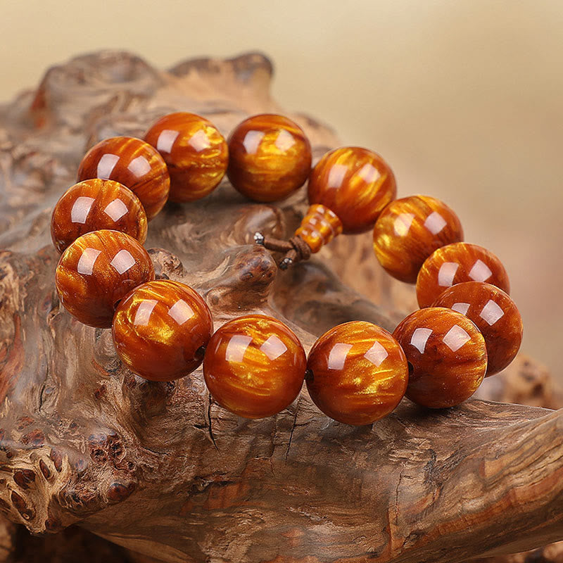 Golden Sea Willow Wrist Mala Bracelet for Success & Healing
