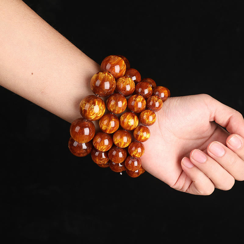 Golden Sea Willow Wrist Mala Bracelet for Success & Healing