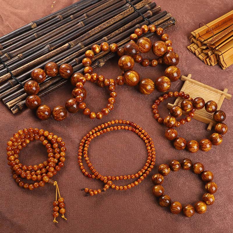 Golden Sea Willow Wrist Mala Bracelet for Success & Healing