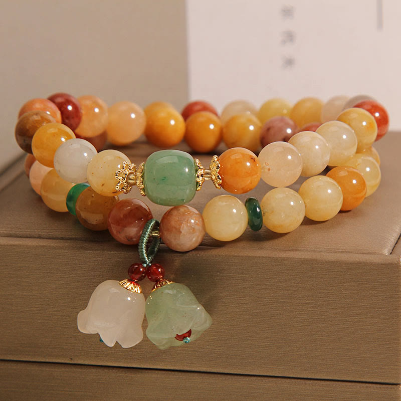 Golden Silk Jade Double Layer Luck Bracelet 8mm