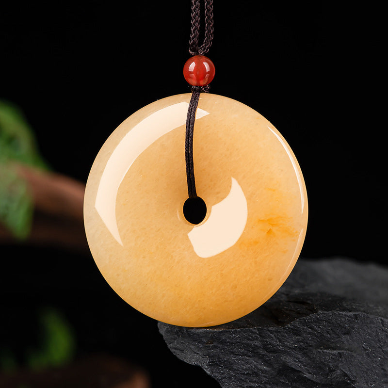 Golden Silk Jade Peace Buckle Pendant Necklace | Unisex