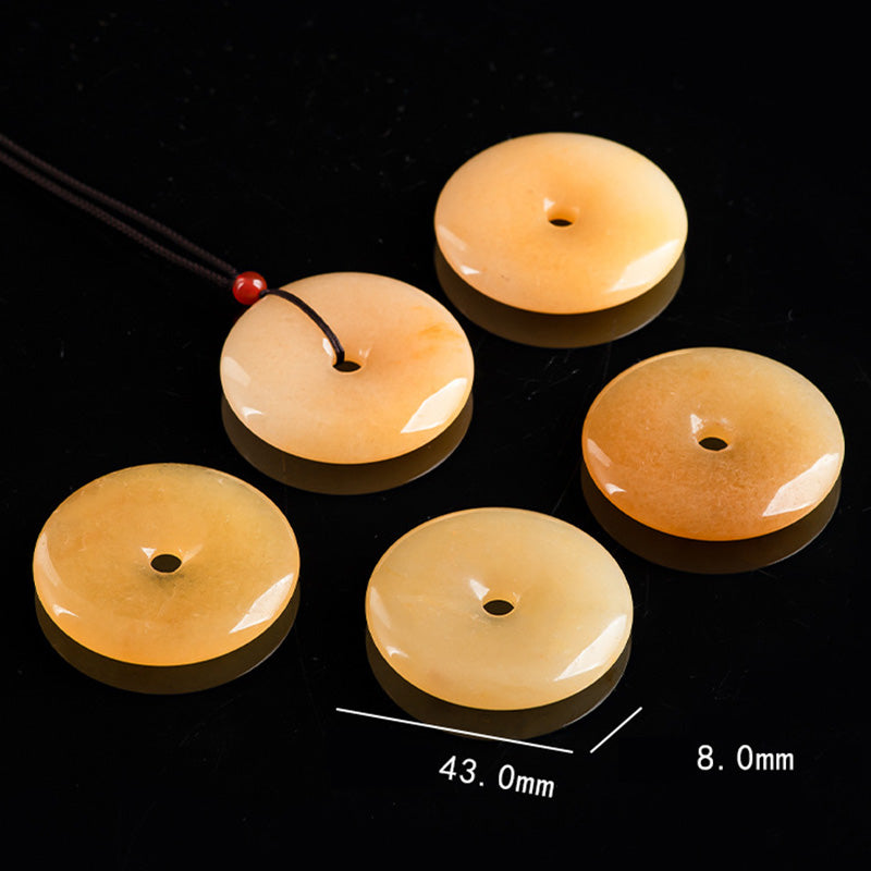 Golden Silk Jade Peace Buckle Pendant Necklace | Unisex