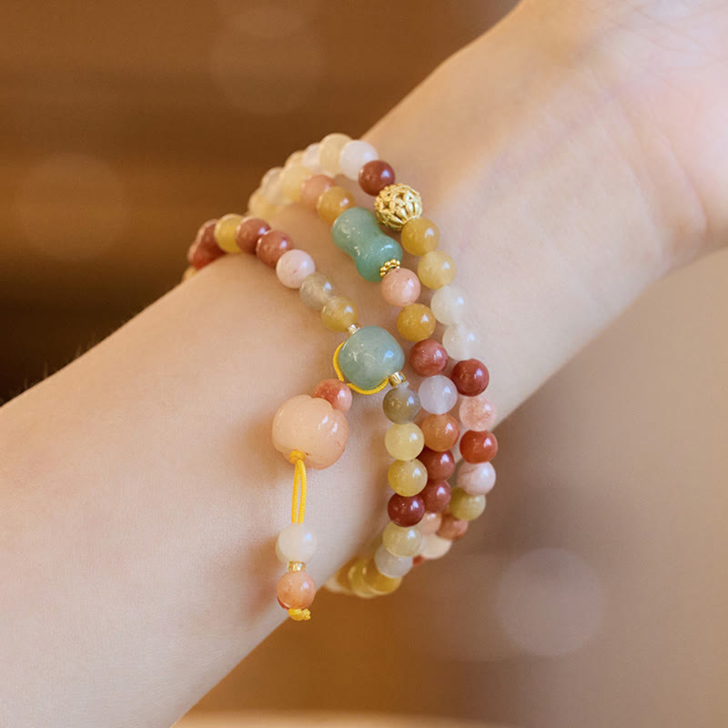 Golden Silk Jade Triple Wrap Bracelet for Wealth & Luck