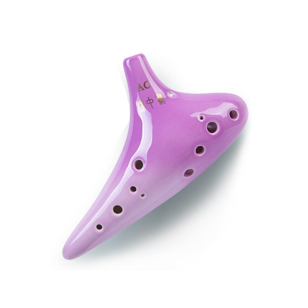 Purple plastic ocarina with multiple finger holes for Gradient 12 Hole Tenor Alto Ocarina