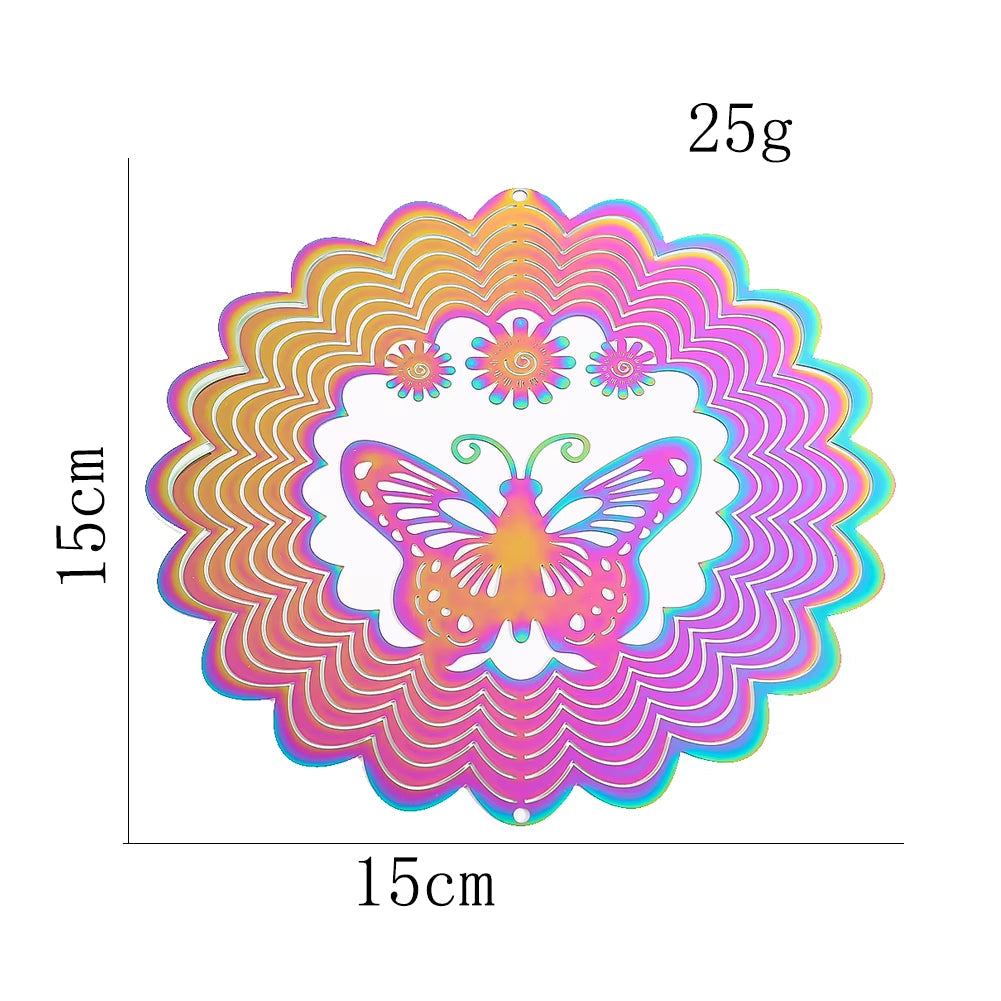 Holographic butterfly sticker with scalloped edges on Gradient Butterfly Kinetic Metal Wind Spinner 3D