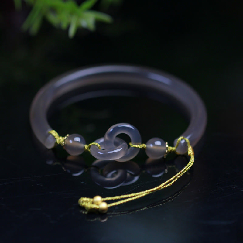 Gray Agate Spiritual Bracelet with Peace Buckle for Balance