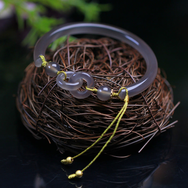 Gray Agate Spiritual Bracelet with Peace Buckle for Balance